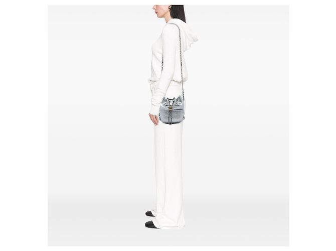 Borsa a secchiello Gabrielle Chanel in pelle di vitello invecchiata metallizzata matelassé piccola, argento - vista 5