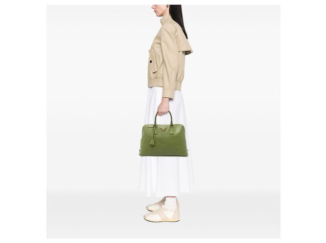 Borsa Satchel Prada Green Large Saffiano Lux Promenade Verde Verde oliva - vista 6