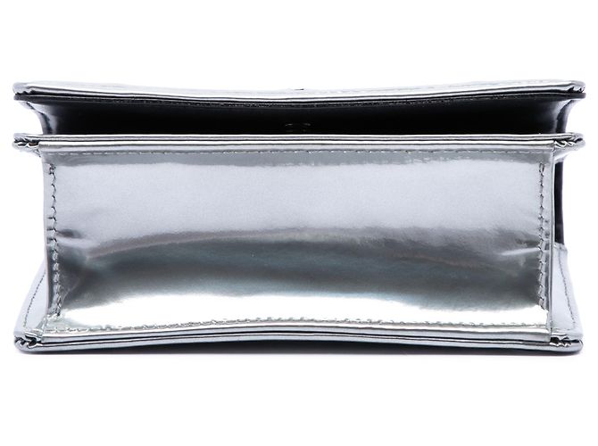 Dior Silver Baby Metallic Patent Microcannage Diorama Flap Argento - vista 3