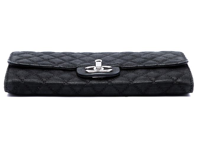 Chanel Black CC Quilted Iridescent Fabric East West Flap Nero - vista 3