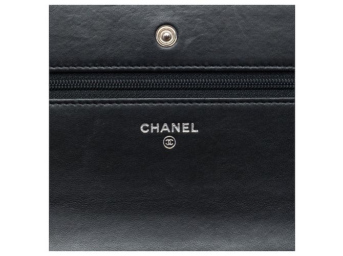 Portafoglio Chanel Black Airline Quilted Lambskin Wallet on Chain Nero - vista 5