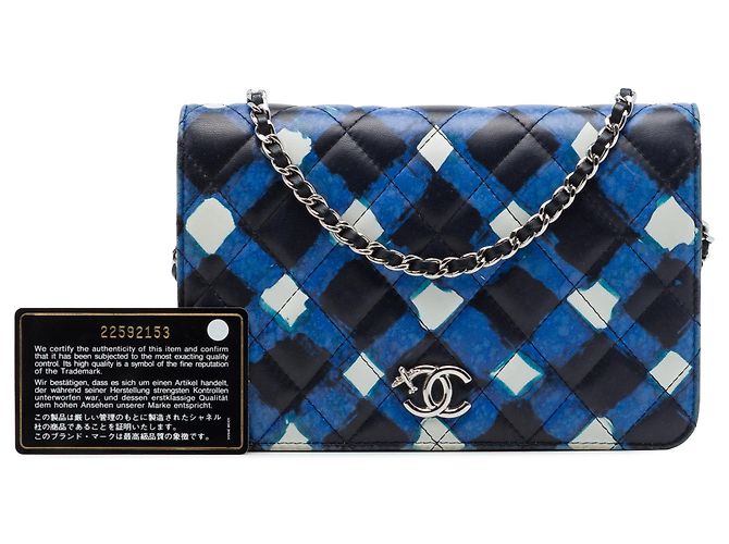 Portafoglio Chanel Black Airline Quilted Lambskin Wallet on Chain Nero - vista 7