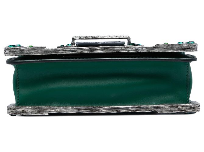 Borsa a tracolla Prada Cahier in vitello City con rifiniture in Saffiano verde e cristalli - vista 3