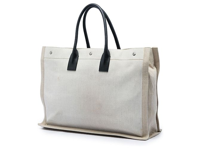 Saint Laurent Rive Gauche Large Shopper aus Canvas in Beige - Ansicht 2