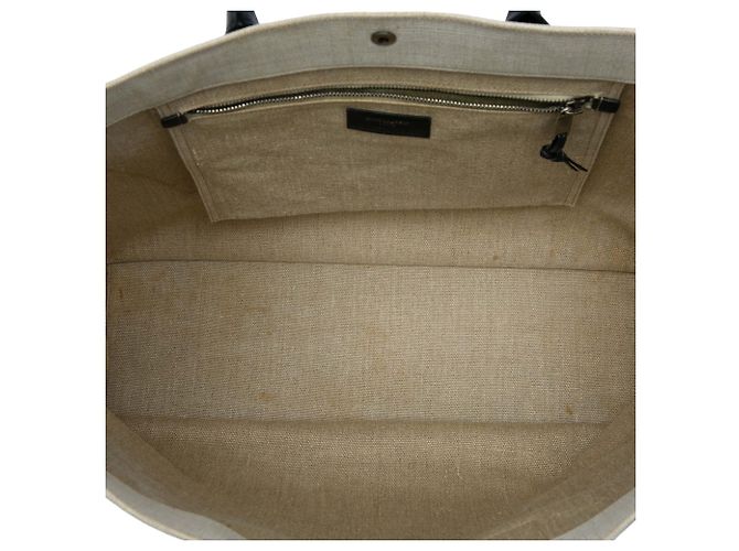 Saint Laurent Rive Gauche Large Shopper aus Canvas in Beige - Ansicht 4