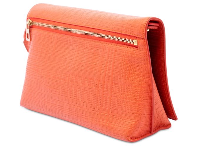 Borsa a tracolla LOEWE Vega Anagram in pelle di vitello goffrata e lino arancione - vista 2
