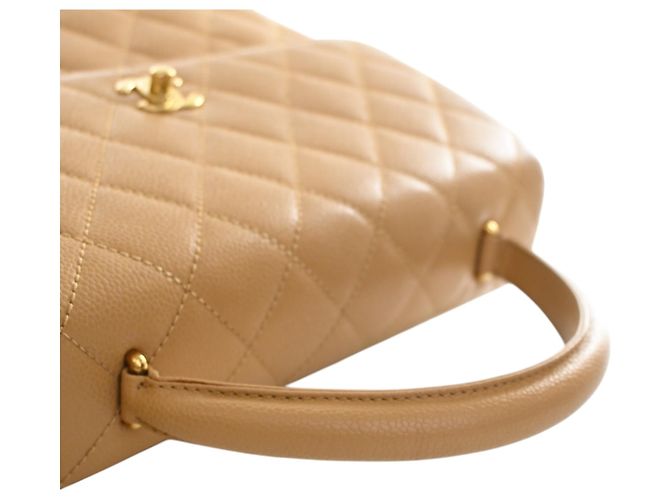 Borsa Chanel Beige CC Quilted Caviar Kelly Top Handle Bag - vista 14