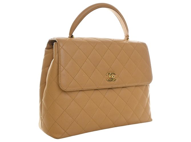 Borsa Chanel Beige CC Quilted Caviar Kelly Top Handle Bag - vista 2