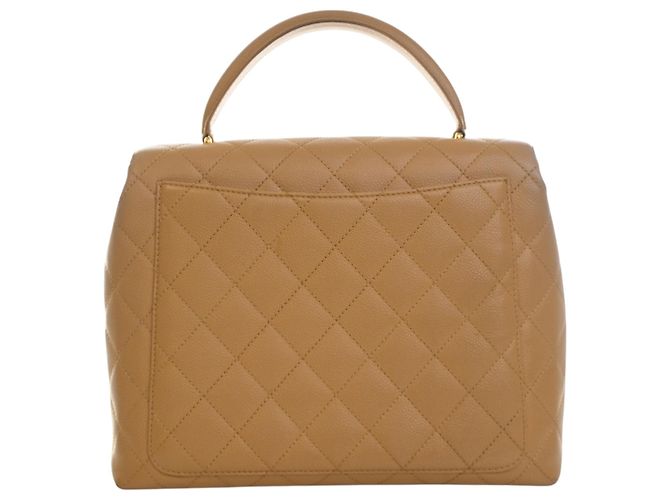 Borsa Chanel Beige CC Quilted Caviar Kelly Top Handle Bag - vista 4