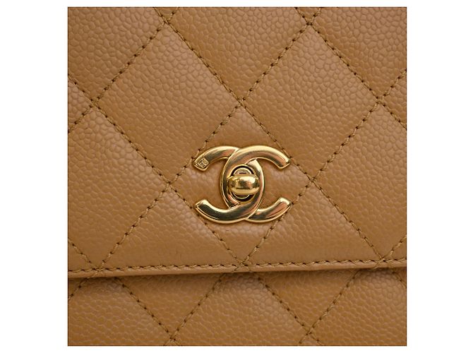 Borsa Chanel Beige CC Quilted Caviar Kelly Top Handle Bag - vista 7