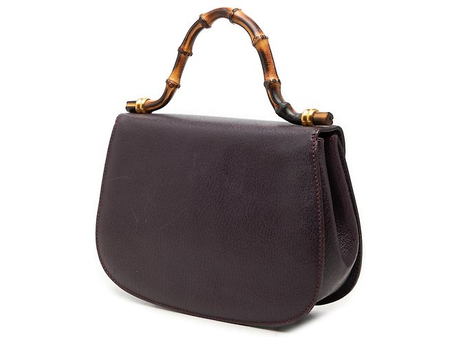 Gucci Purple Small Calfskin Bamboo Top Handle Flap Porpora Viola scuro - vista 2