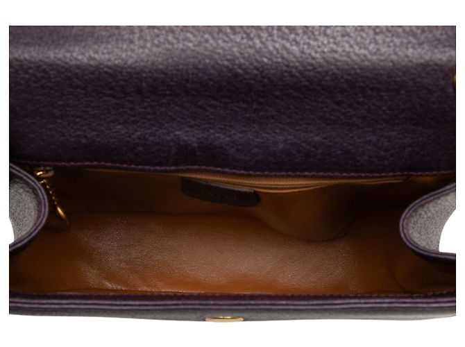 Gucci Purple Small Calfskin Bamboo Top Handle Flap Porpora Viola scuro - vista 4