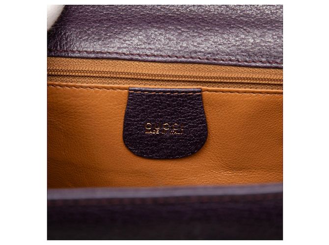Gucci Purple Small Calfskin Bamboo Top Handle Flap Porpora Viola scuro - vista 5