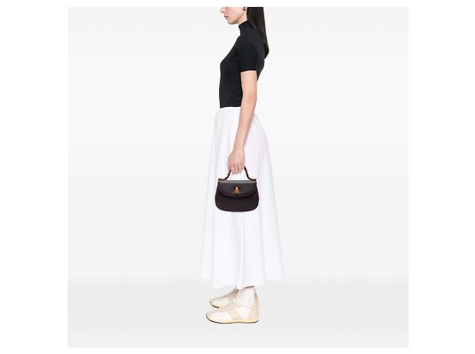 Gucci Purple Small Calfskin Bamboo Top Handle Flap Porpora Viola scuro - vista 6