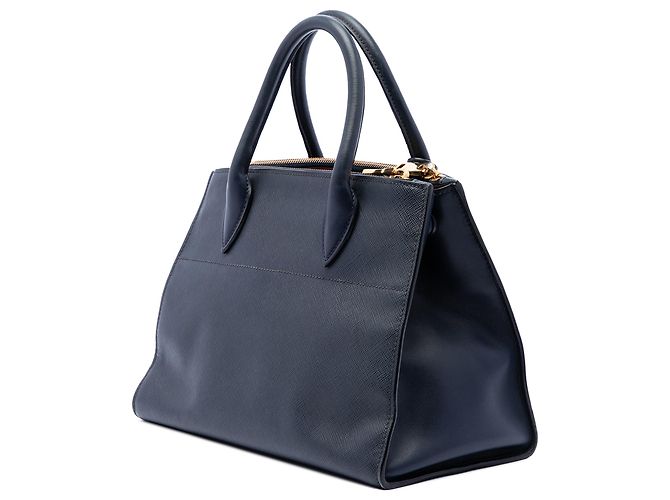 Bolsa Prada Blue City em Saffiano com acabamentos em couro de bezerro Greche Paradigme Azul Azul marinho - vista 2