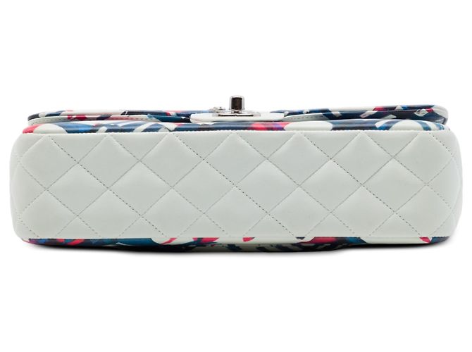 Chanel White Medium Classic Airlines Printed Lambskin Double Flap Bianco - vista 3