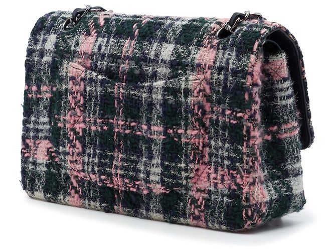 Chanel Green Medium Classic Tweed Double Flap Verde Verde scuro - vista 2
