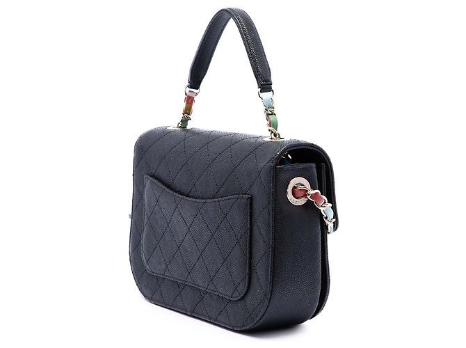 Chanel Black Paris Cuba Small Quilted Caviar Thread Around Flap Nero - vista 2
