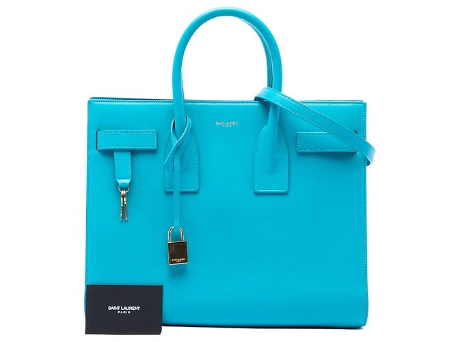 Saint Laurent Blue Small Leather Sac De Jour Satchel - vista 7