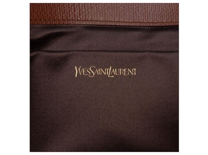 Clutch Saint Laurent Chyc Ligne in pelle martellata marrone - vista 5