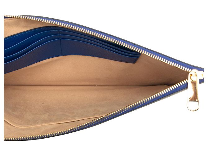 Clutch Gucci Blue GG Supreme e pelle di vitello con G intrecciate traforate - vista 4