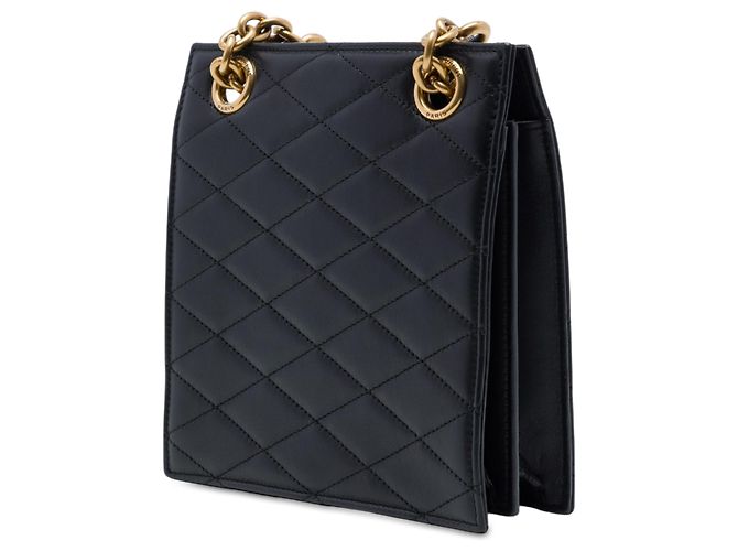 Saint Laurent Bolsa Crossbody Le Maillon em couro de bezerro acolchoado preto com corrente quadrada - vista 2