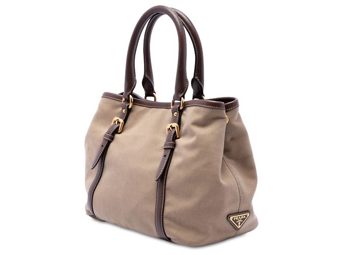 Bow Borsa Satchel Prada in tela Canapa beige con logo e fiocco - vista 2