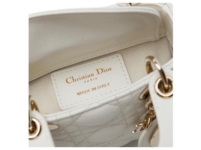Dior White Micro Lambskin Cannage Lady Dior Bianco - vista 5