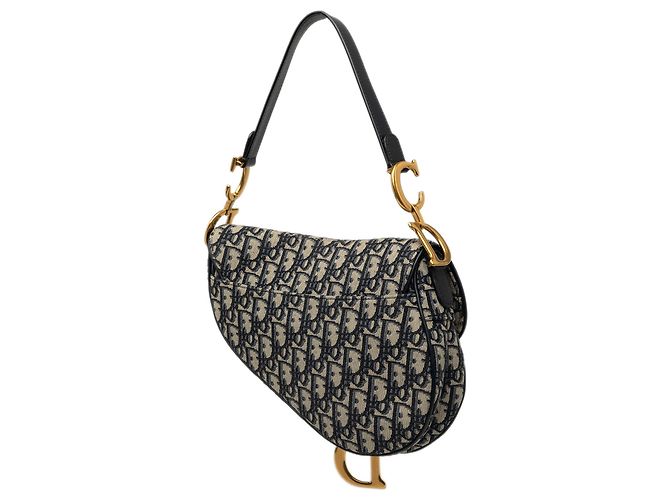 Borsa Saddle Dior in tela Oblique blu - vista 2
