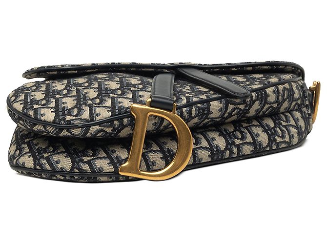 Borsa Saddle Dior in tela Oblique blu - vista 3