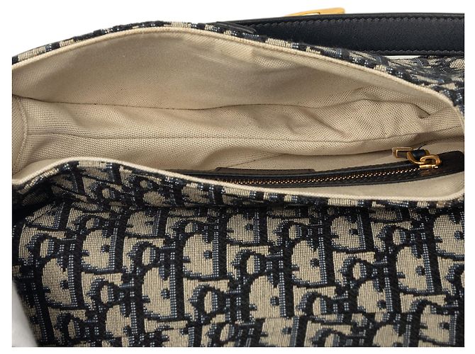 Borsa Saddle Dior in tela Oblique blu - vista 4
