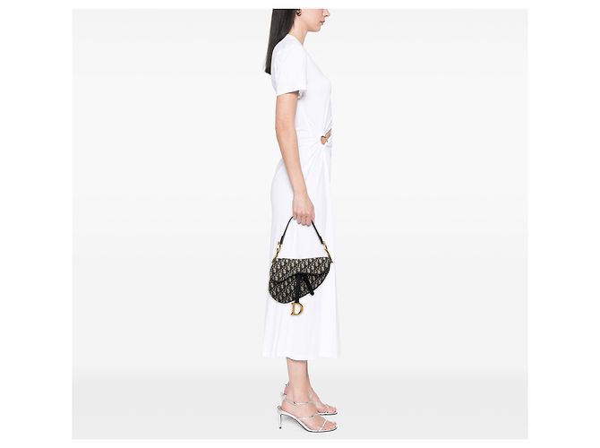 Borsa Saddle Dior in tela Oblique blu - vista 6