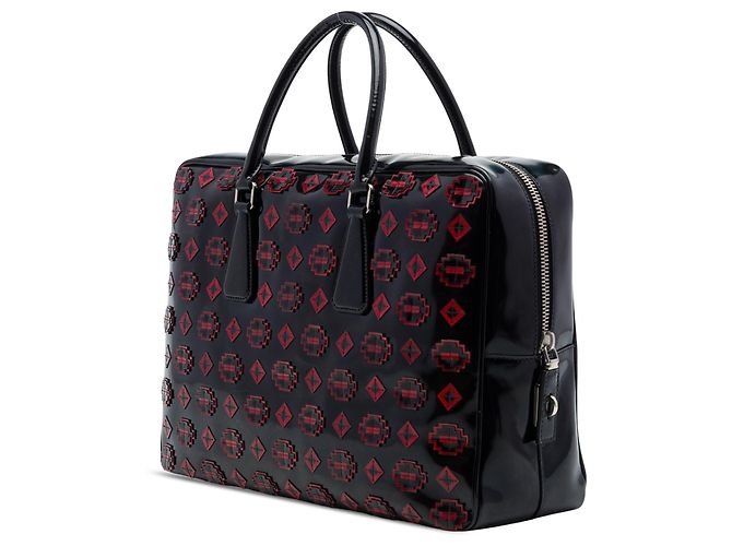Borsetta Prada in pelle Spazzolato nera con applicazione geometrica Nero - vista 2