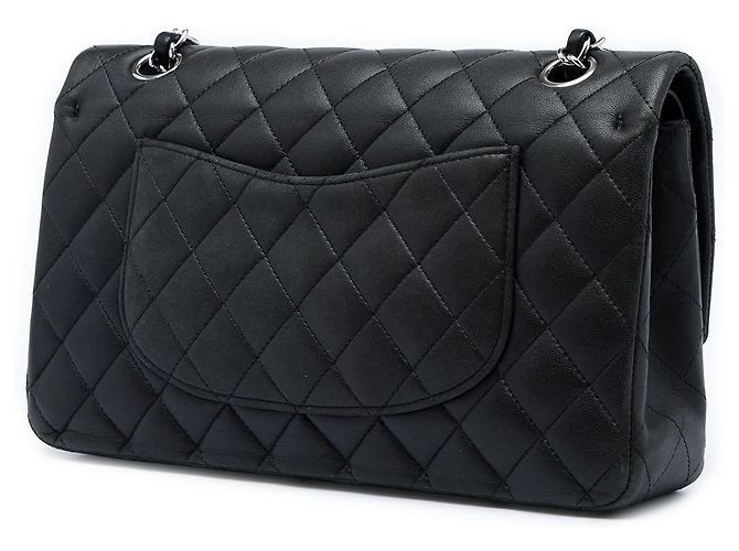 Chanel Black Medium Classic Lambskin Double Flap Nero - vista 2