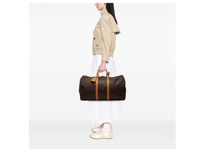 Louis Vuitton Brown Monogram Keepall 55 Marrone - vista 8
