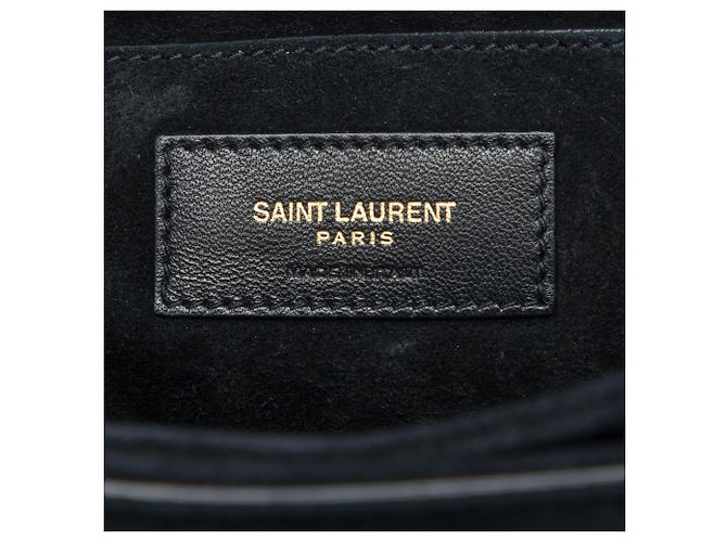 Borsa Bellechasse Saint Laurent in pelle di vitello nera e camoscio leopardato Medium - vista 5
