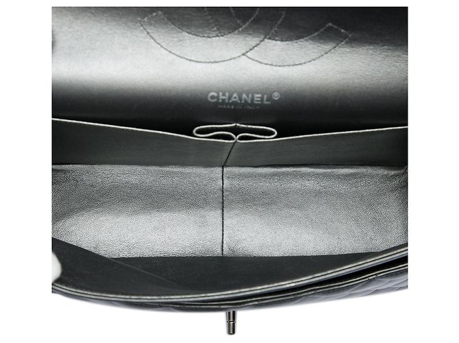 Chanel Gray Jumbo Classic Metallic Lambskin Double Flap Marrone Grigio antracite - vista 4