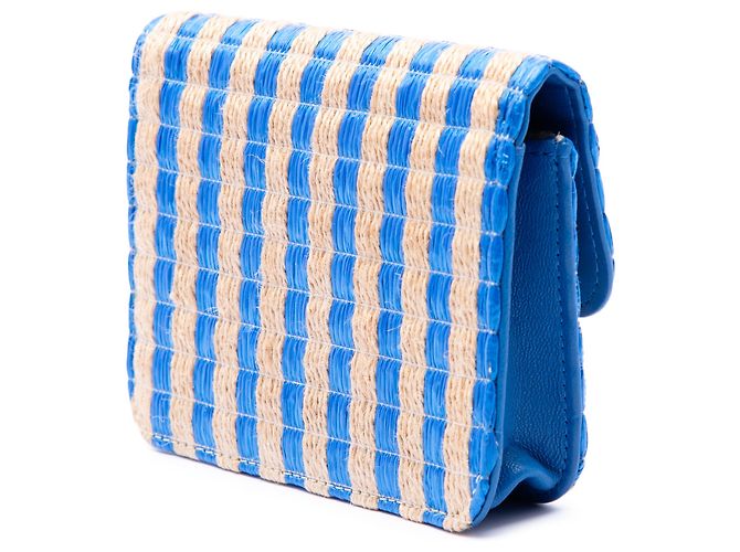 Borsa cintura Chanel Blue CC in rafia e juta a righe - vista 2