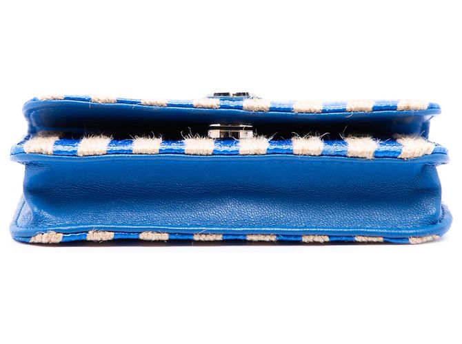 Borsa cintura Chanel Blue CC in rafia e juta a righe - vista 3