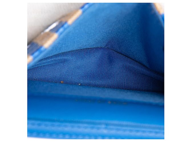Borsa cintura Chanel Blue CC in rafia e juta a righe - vista 4