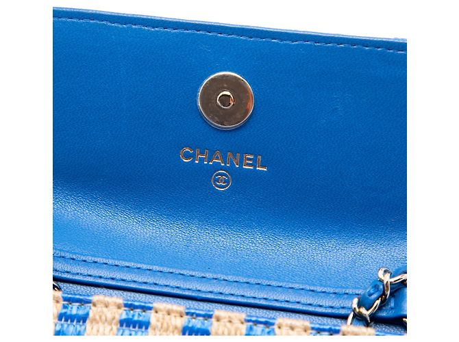 Borsa cintura Chanel Blue CC in rafia e juta a righe - vista 5