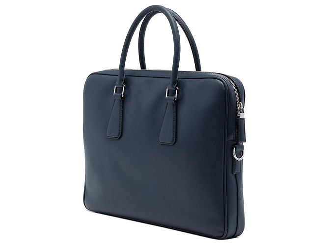 Borsa business Prada Blue Saffiano Blu navy - vista 2