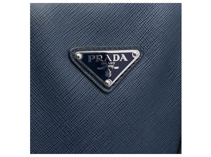 Borsa business Prada Blue Saffiano Blu navy - vista 5