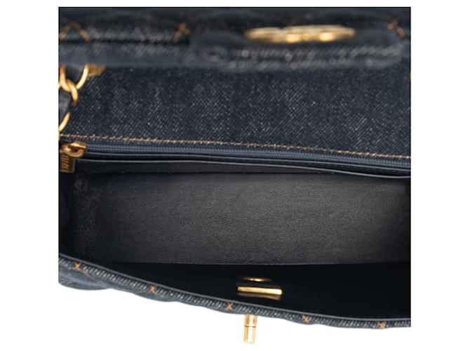 Chanel Blue Mini Rectangular Quilted Denim Flap Blu scuro - vista 4