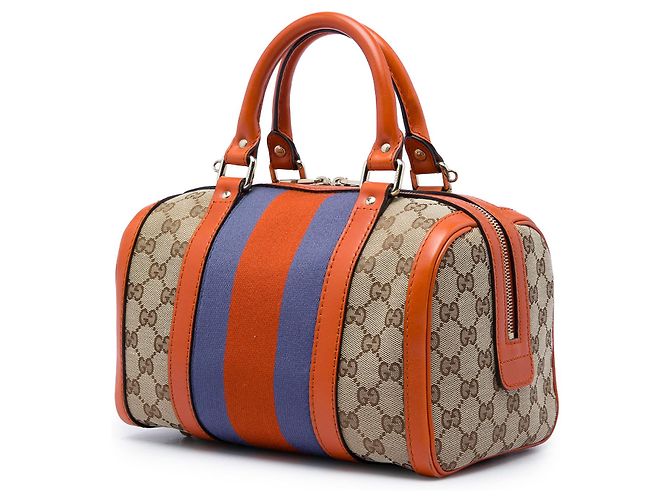 Bolsa Boston Gucci Small GG Canvas Web Joy Bege - vista 2