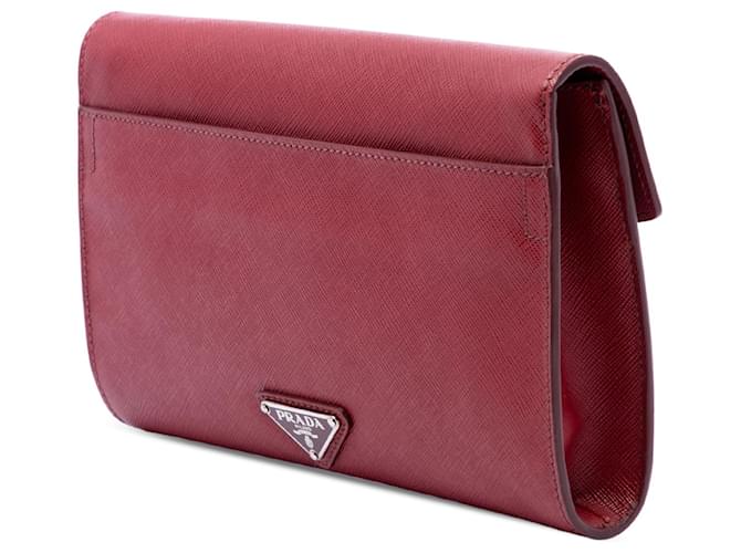 Clutch Prada Red Saffiano Envelope Pushlock Rosso - vista 2