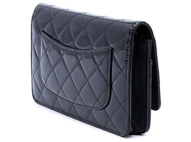 Portafoglio Chanel Black CC Quilted Patent Wallet On Chain Nero - vista 2