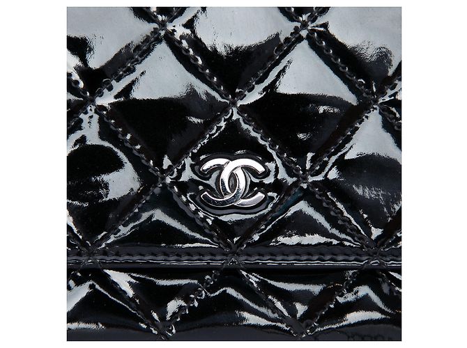Portafoglio Chanel Black CC Quilted Patent Wallet On Chain Nero - vista 5