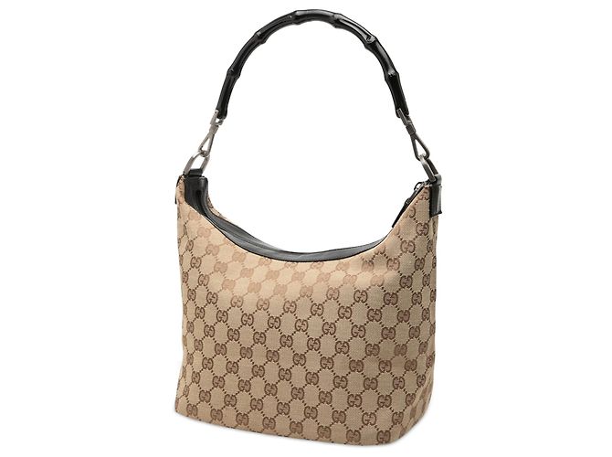 Bamboo Borsa a tracolla Gucci in tela GG beige con bambù - vista 2