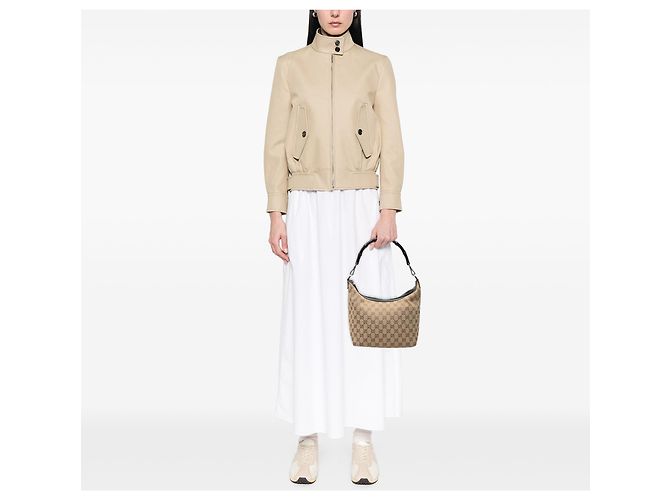 Bamboo Borsa a tracolla Gucci in tela GG beige con bambù - vista 6